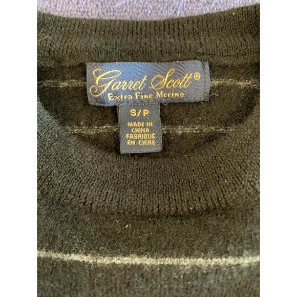 Garret Scott Extra Fine Merino Wool Black And Grey Striped Sweater Women’s XS/S - Picture 3 of 6
